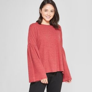 Red Flared Sleeve Top by Xhilaration.